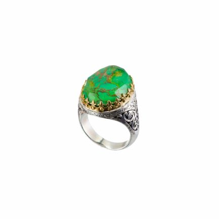 Oval Ring in k18 Yellow Gold and Sterling Silver 925