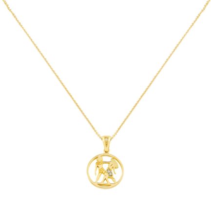 Gemini Zodiac Gold sign Necklace Charms k14