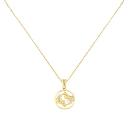 Pisces Zodiac Gold sign Necklace Charms k14