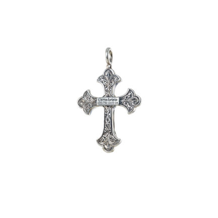 Byzantine Cross Pendant 18k Yellow Gold and Sterling Silver 925