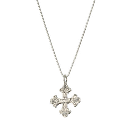 Byzantine Cross Pendant 18k Yellow Gold and Sterling Silver 925