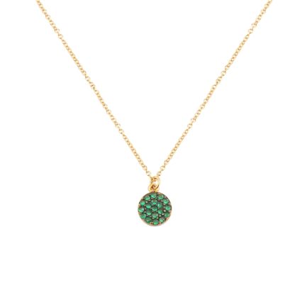 Yellow Gold k14 Round Charm Necklace with Cubic Zirconia for Women for Teen