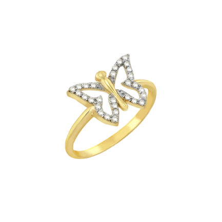 Butterfly Shape Ring for Girls k14 Yellow Gold