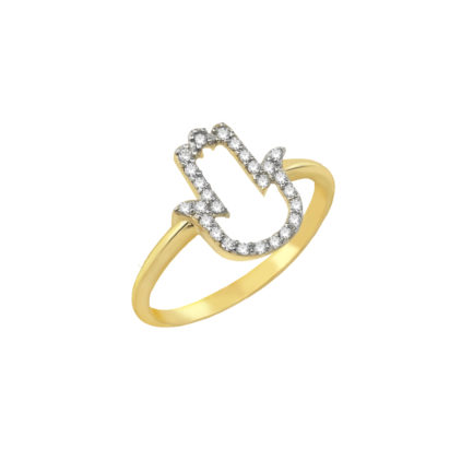 Hand of Hamsa Ring for Girls k14 Yellow Gold