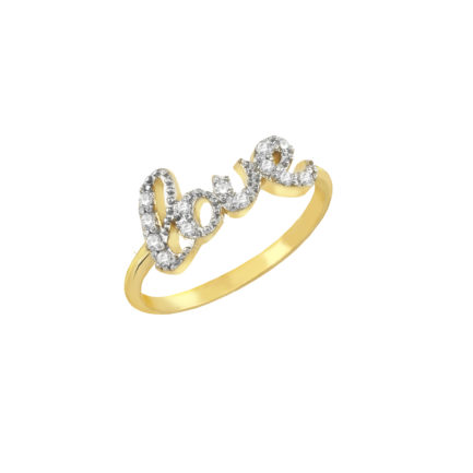 Love Ring in Zircon for Girls k14 Yellow Gold