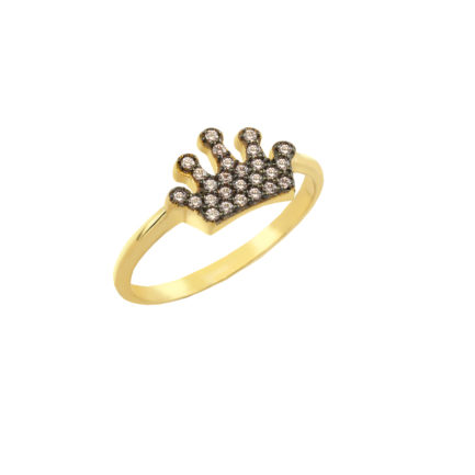 Princess Tiara Ring in Zircon for Girls k14 Yellow Gold