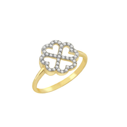 Four leaf Clover Ring for Girls k14 Yellow Gold