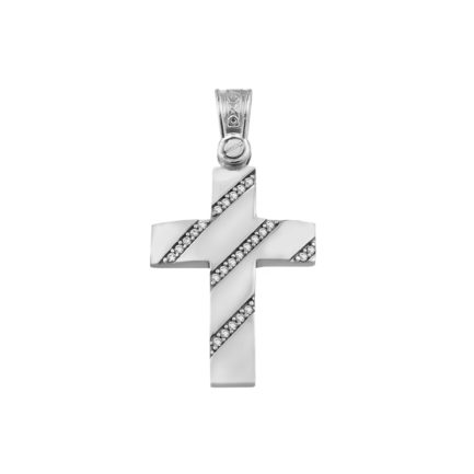 14k Solid Yellow and White Gold Orthodox Crucifix for Girls and Women