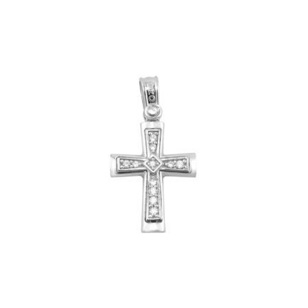 14k Solid Yellow and White Gold Orthodox Crucifix for Girls and Women