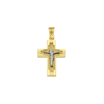 14k Gold Two-Tone Men’s Crucifix Cross Pendant