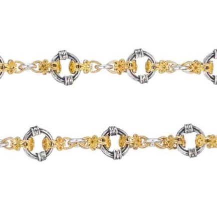 Circle Station link in Sterling Silver with Gold Plated Parts