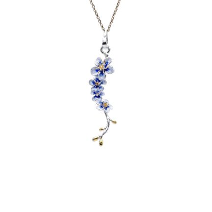 Cherry Blossom Pendant Made of Silver and Enamel