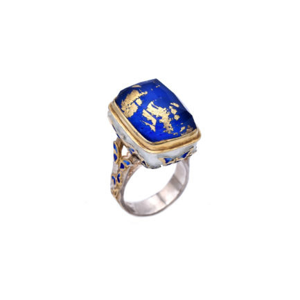 Sterling Silver Ring Butterfly Gold Plated with Enamel