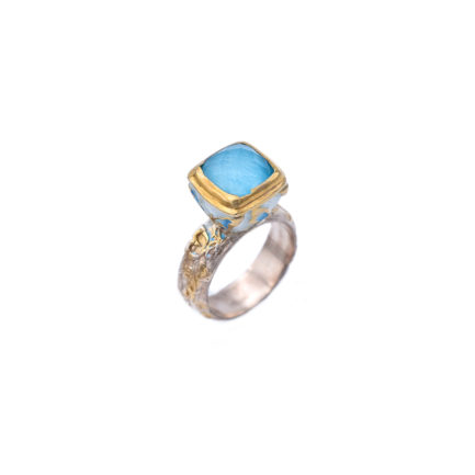Lapis Lazuli Celestial Butterfly Ring, Gold Plated with Enamel, 24K Golden Leaves