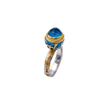 Sterling Silver Ring Butterfly Gold Plated with Enamel