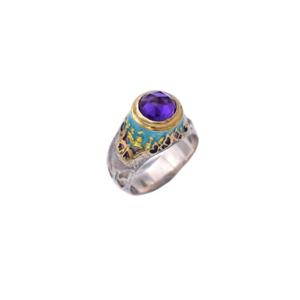 Blue Apatite Butterfly Ring, Gold Plated with Enamel
