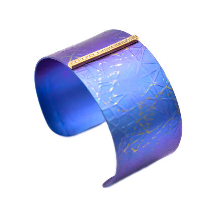 Titanium Cuff Bracelet with Silver Bar Purple
