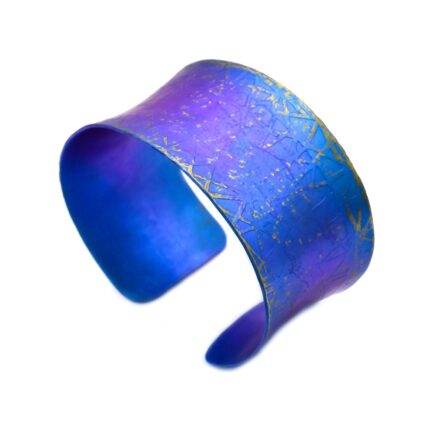Wide Textured Titanium Cuff Bracelet purple blue