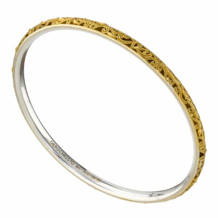 Bangle Bracelet Solid Gold-plated Silver 925 or Women’s