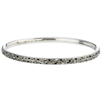 Bangle Bracelet Solid Sterling Silver in oxidized 925 for Women’s