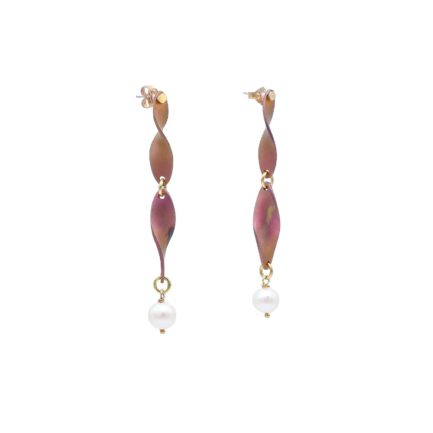 Double-Twist Anodized Titanium Drop Earrings