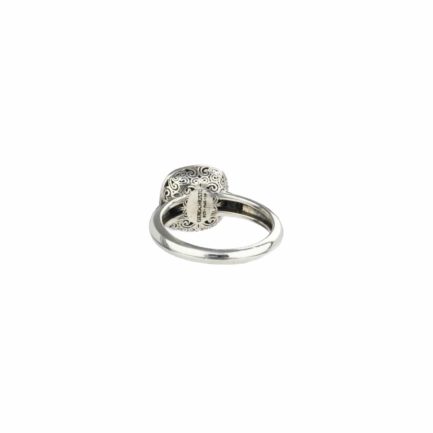 Cushion Small Ring in oxidized Sterling silver 925