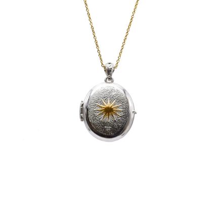 Gold Plated Tree of Life Locket Necklace with White Enamel
