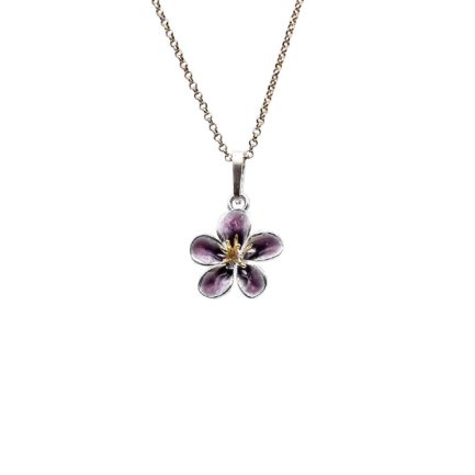 Sakura Flower Enamel Pendant With Gold Plated Stamens