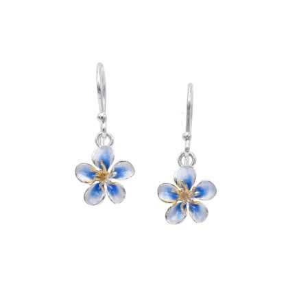 Bridal Sakura Flower Earrings Made Out of Silver and Enamel