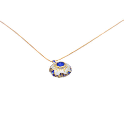 Sterling Silver Round Pendant Butterfly Gold Plated with Enamel, gold leaf