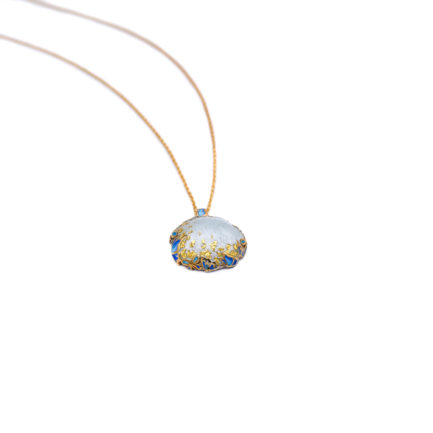 Sterling Silver Pendant Butterfly Gold Plated with Enamel and 24K Gold Leaf