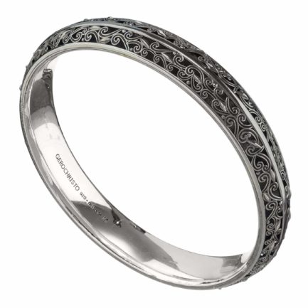 Bangle Bracelet Solid Sterling Silver in Black plated 925 for Women’s
