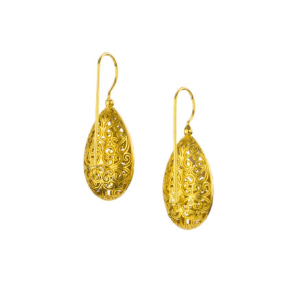 Teardrop Filigree Earrings in Gold plated silver 925