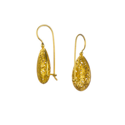 Teardrop Filigree Earrings in Gold plated silver 925