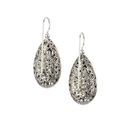 Teardrop Filigree Earrings in oxidized silver 925