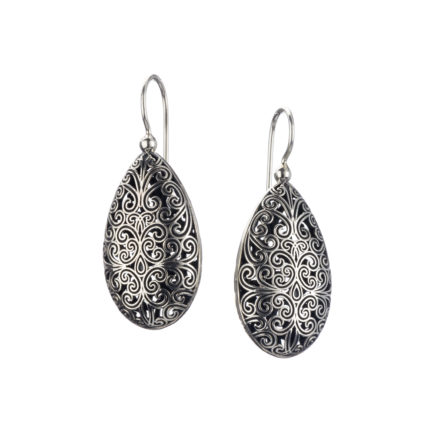 Teardrop Filigree Earrings in oxidized silver 925