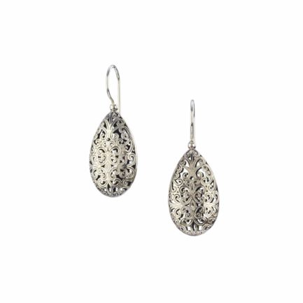 Teardrop Filigree Earrings in oxidized silver 925