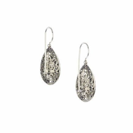 Teardrop Filigree Earrings in oxidized silver 925