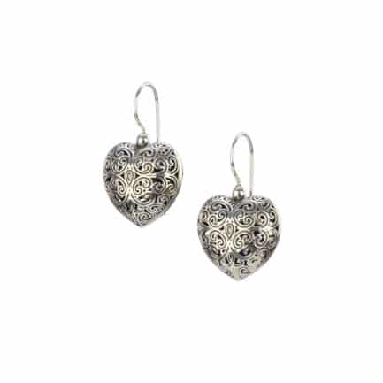 Heart Earrings in oxidized silver 925