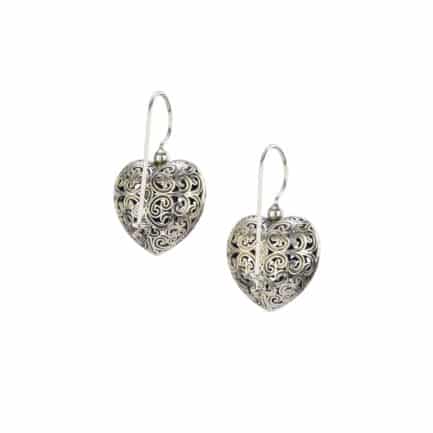 Heart Earrings in oxidized silver 925