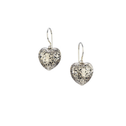 Heart Earrings in oxidized silver 925