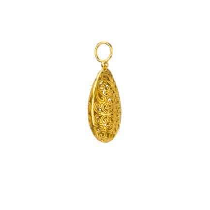 Teardrop Filigree Pendant Necklace in Gold plated silver 925