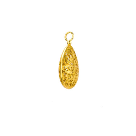 Teardrop Filigree Pendant Necklace in Gold plated silver 925
