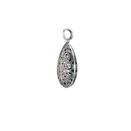 Teardrop Filigree Pendant Necklace in oxidized silver 925