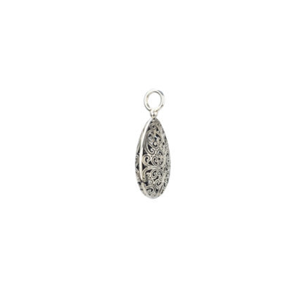 Teardrop Filigree Pendant Necklace in oxidized silver 925
