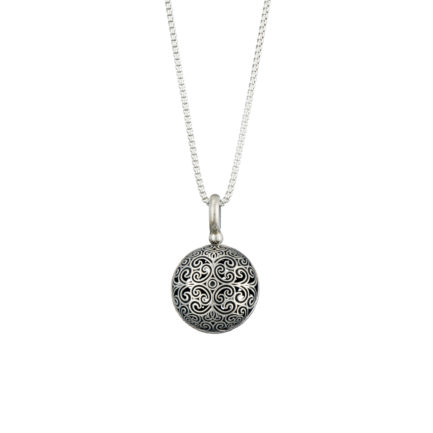 Round Pendant in oxidized silver 925