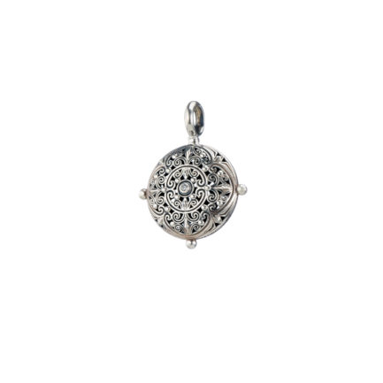Round Pendant Filigree in oxidized silver 925