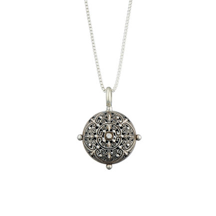 Round Pendant Filigree in oxidized silver 925