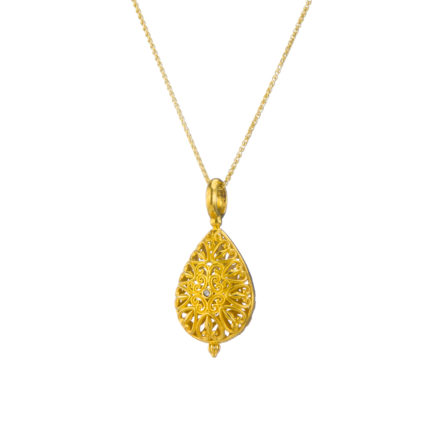 Teardrop Pendant Filigree in Gold plated silver 925