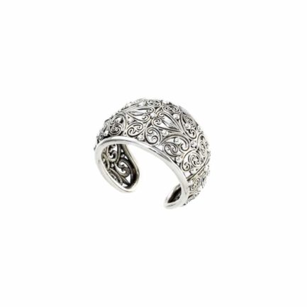 Filigree New Era Cuff Ring in Oxidized Silver 925